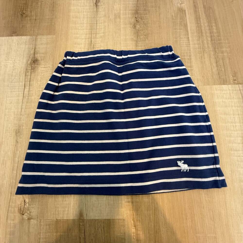 Y2K Abercrombie & Fitch Blue and White Striped Mini Skirt Size S